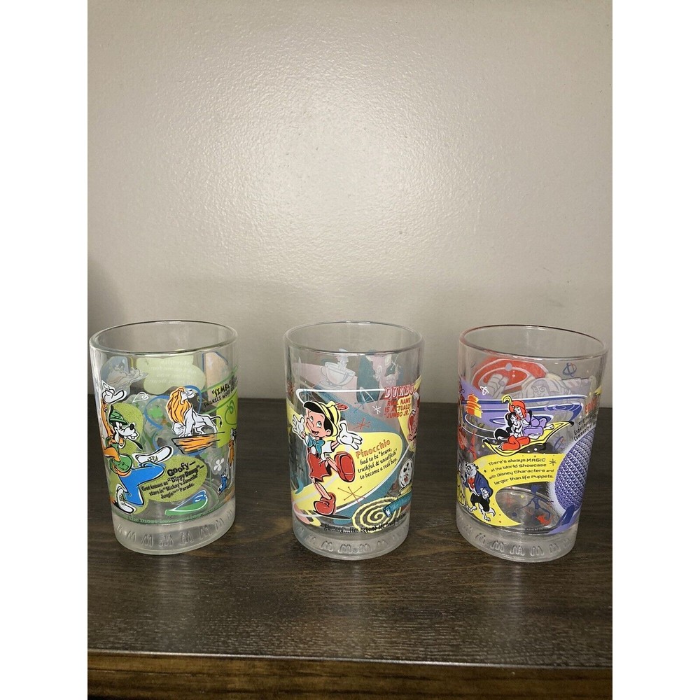 Disney McDonald’s 100 Years Of Magic Glasses Set Of 3 Cups Epcot  Magic Kingdom